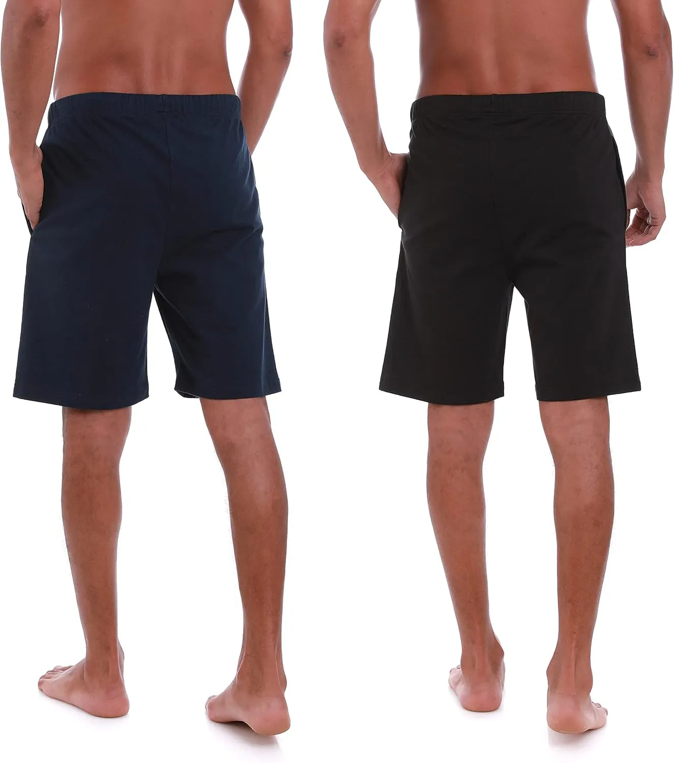 Mens (2-Pack) Cotton Rich Knit Short | Sleepwear Shorts with Pockets | Ultra Soft, Breathable (Made in Egypt)
