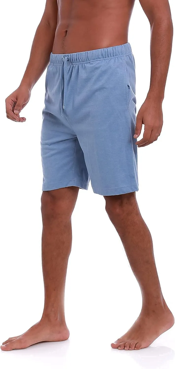 Mens (2-Pack) Cotton Rich Knit Short | Sleepwear Shorts with Pockets | Ultra Soft, Breathable (Made in Egypt)