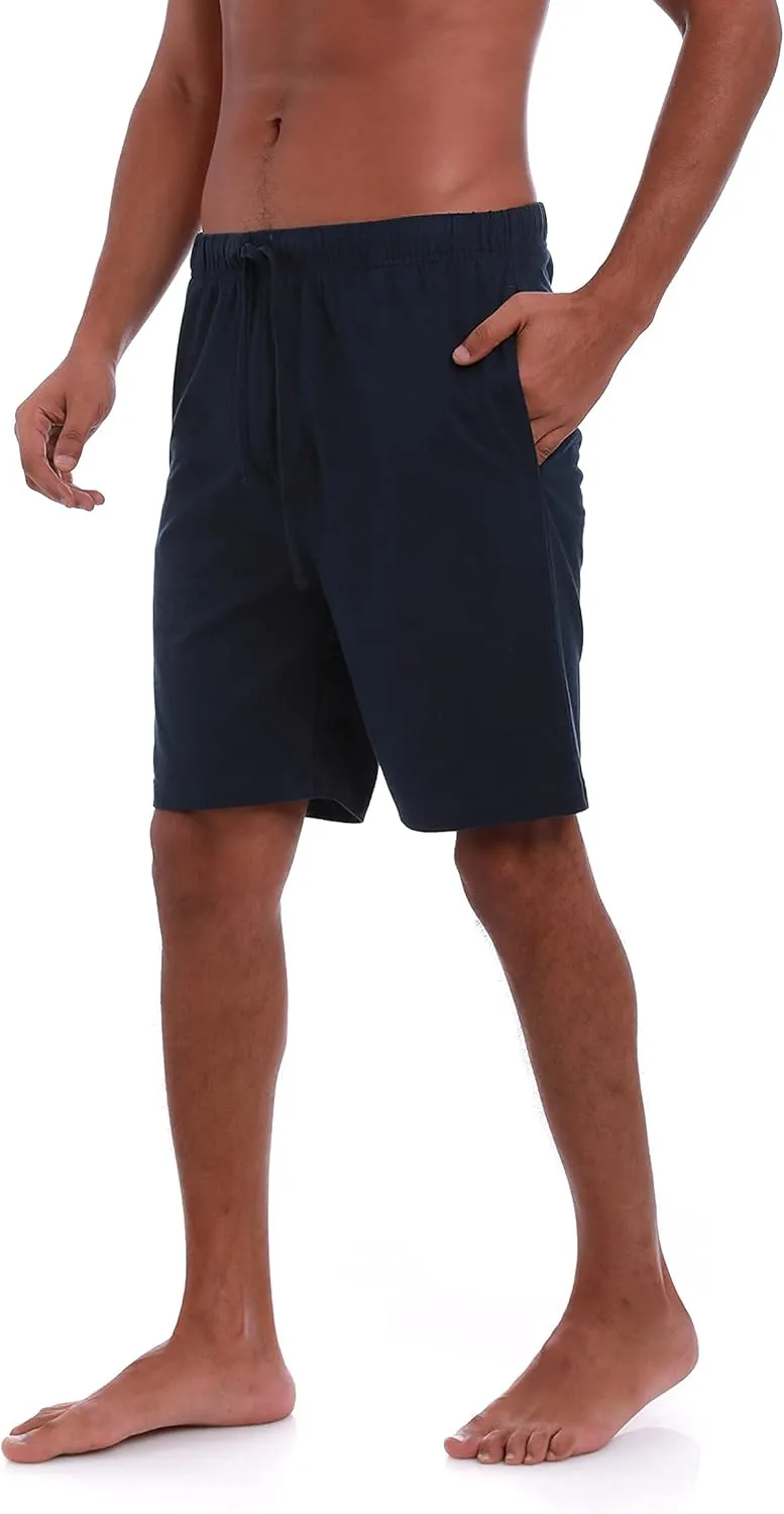 Mens (2-Pack) Cotton Rich Knit Short | Sleepwear Shorts with Pockets | Ultra Soft, Breathable (Made in Egypt)