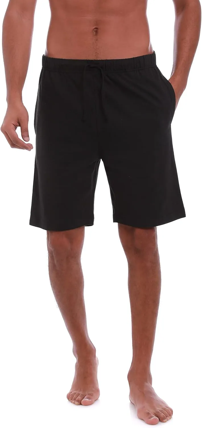Mens (2-Pack) Cotton Rich Knit Short | Sleepwear Shorts with Pockets | Ultra Soft, Breathable (Made in Egypt)