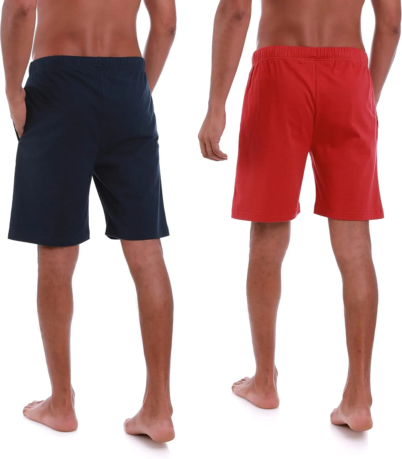 Mens (2-Pack) Cotton Rich Knit Short | Sleepwear Shorts with Pockets | Ultra Soft, Breathable (Made in Egypt)