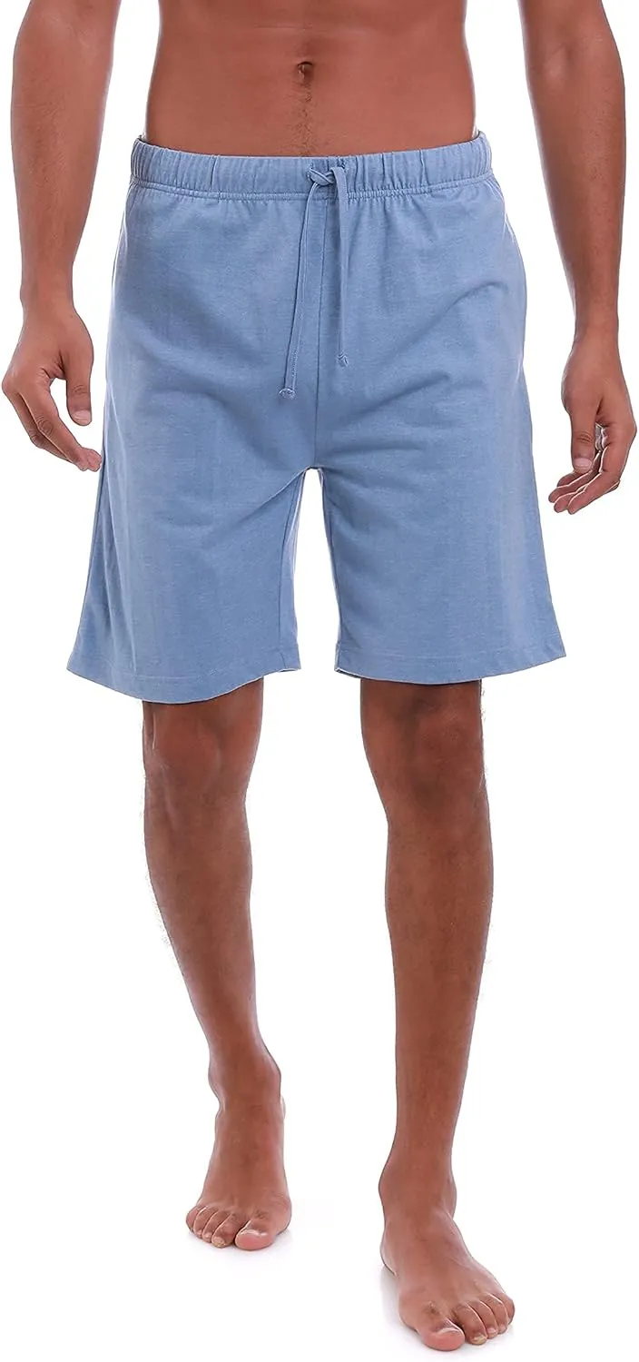 Mens (2-Pack) Cotton Rich Knit Short | Sleepwear Shorts with Pockets | Ultra Soft, Breathable (Made in Egypt)