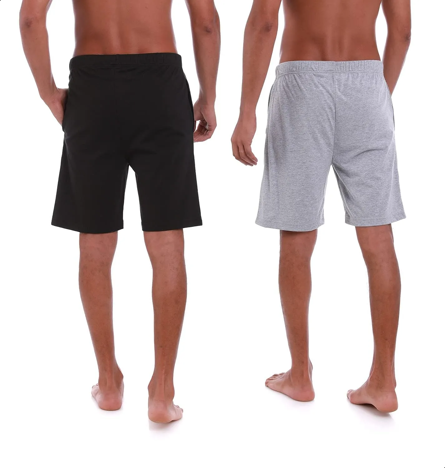 Mens (2-Pack) Cotton Rich Knit Short | Sleepwear Shorts with Pockets | Ultra Soft, Breathable (Made in Egypt)