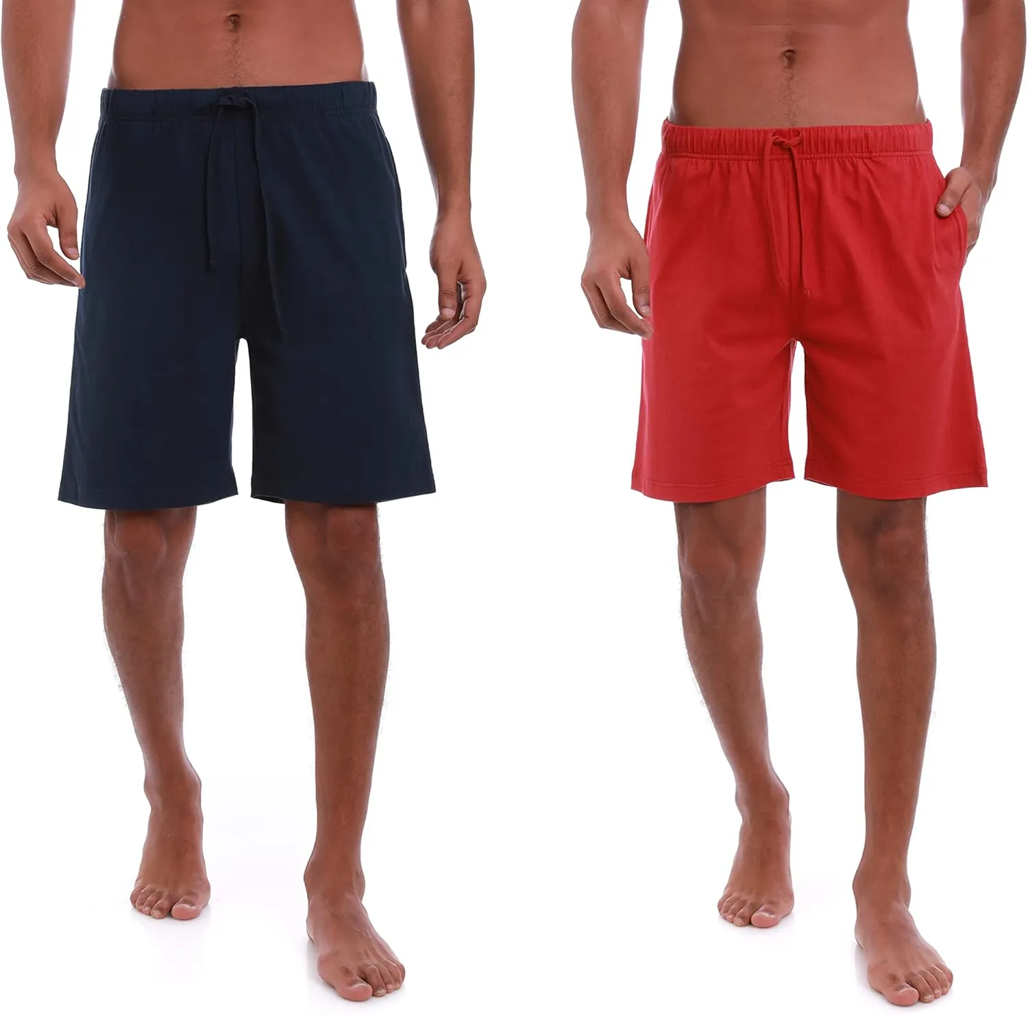 Mens (2-Pack) Cotton Rich Knit Short | Sleepwear Shorts with Pockets | Ultra Soft, Breathable (Made in Egypt)