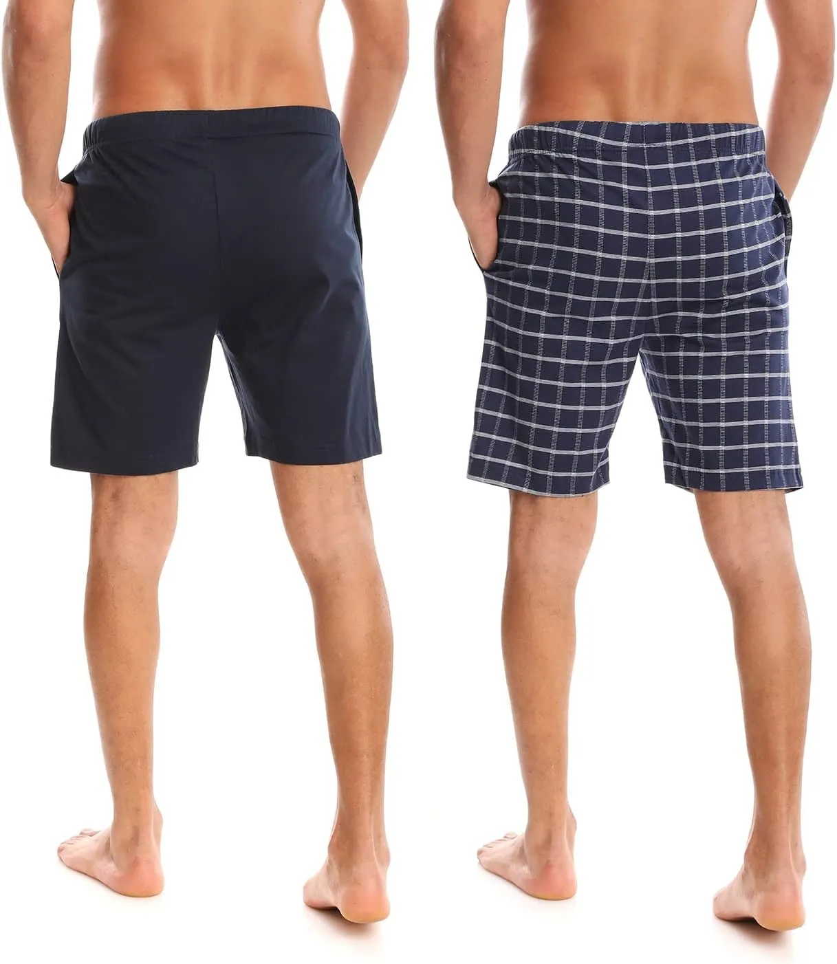 Mens (2-Pack) Cotton Rich Knit Short | Sleepwear Shorts with Pockets | Ultra Soft, Breathable (Made in Egypt)