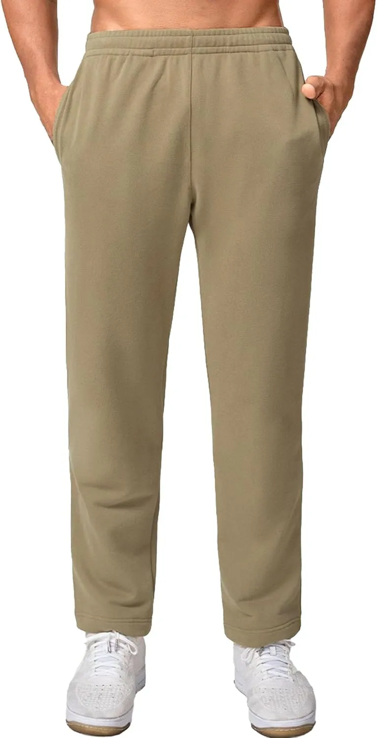 Men's Straight Leg Cotton Casual Athletic Pants Solid Loose Fit Workout Trousers Elastic Waist Outdoor Classic Pants