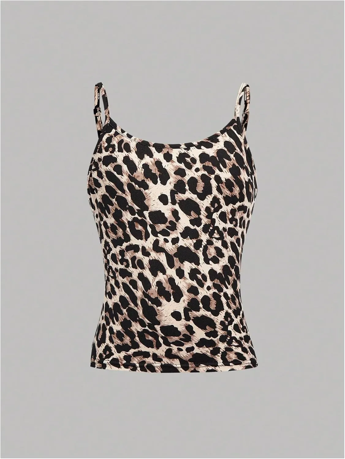 Milumia Girl's 4 Pack Cami Tops Leopard Spaghetti Straps Slim Fit Camisoles