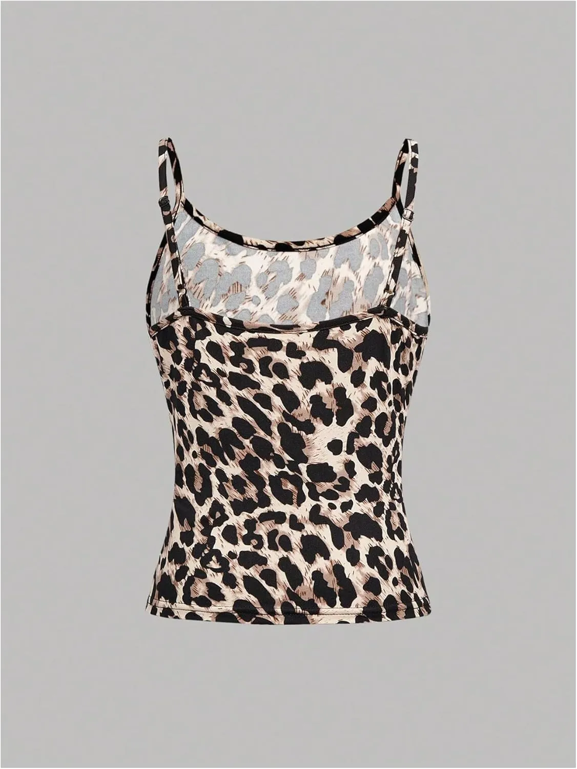 Milumia Girl's 4 Pack Cami Tops Leopard Spaghetti Straps Slim Fit Camisoles