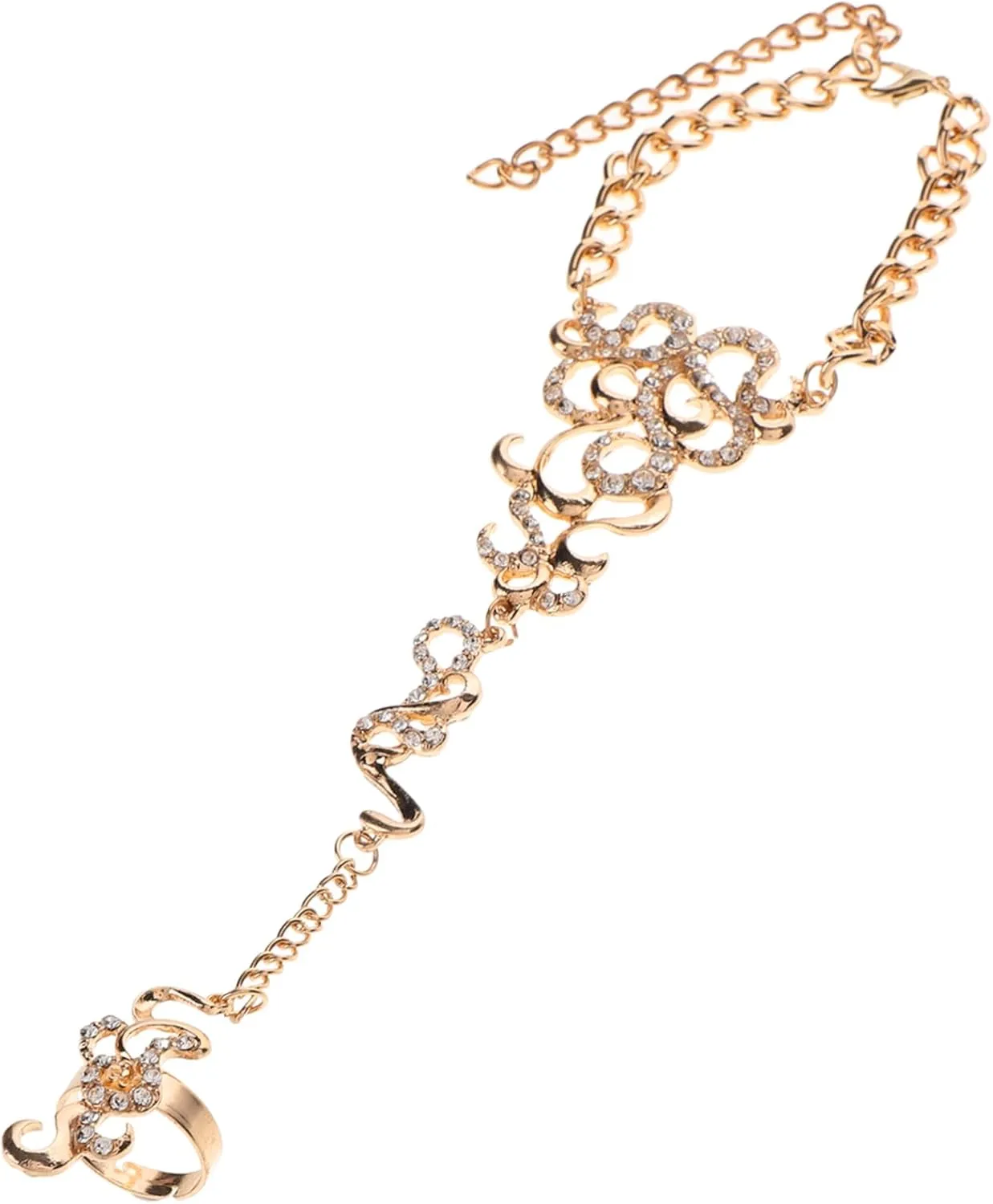 Mittens Ankle Summer Chains Beach Accessories for Women Foot Toe Rings for Women Dainty Sand Bracelets Rhinestone Bracelet Crystal Finger Bracelet Golden Alloy