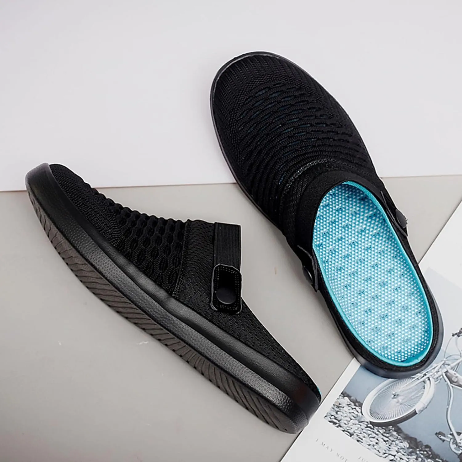 Mules Clogs for Women Orthopedic Air Cushion Platform Mesh Mules Breathable Slip-On Sandals Lightweight Walking Shoes Slippers Sandal Outdoor Slippers