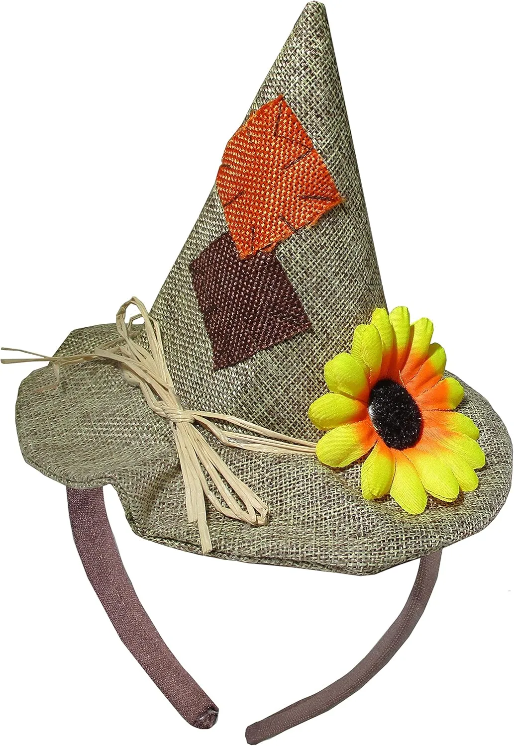 Nicky Bigs Novelties Unisex Adults Mini Scarecrow Hat On Headband Flower Halloween Costume Accessory Black