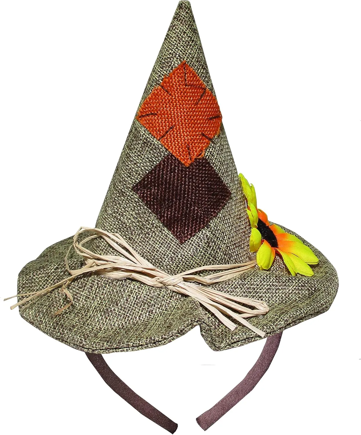 Nicky Bigs Novelties Unisex Adults Mini Scarecrow Hat On Headband Flower Halloween Costume Accessory Black