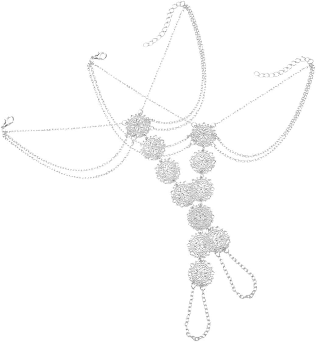 NOLITOY Boho Vintage Anklet Finger Ring Connection Fashionable Ankle Bracelet for Women Occasion Ready
