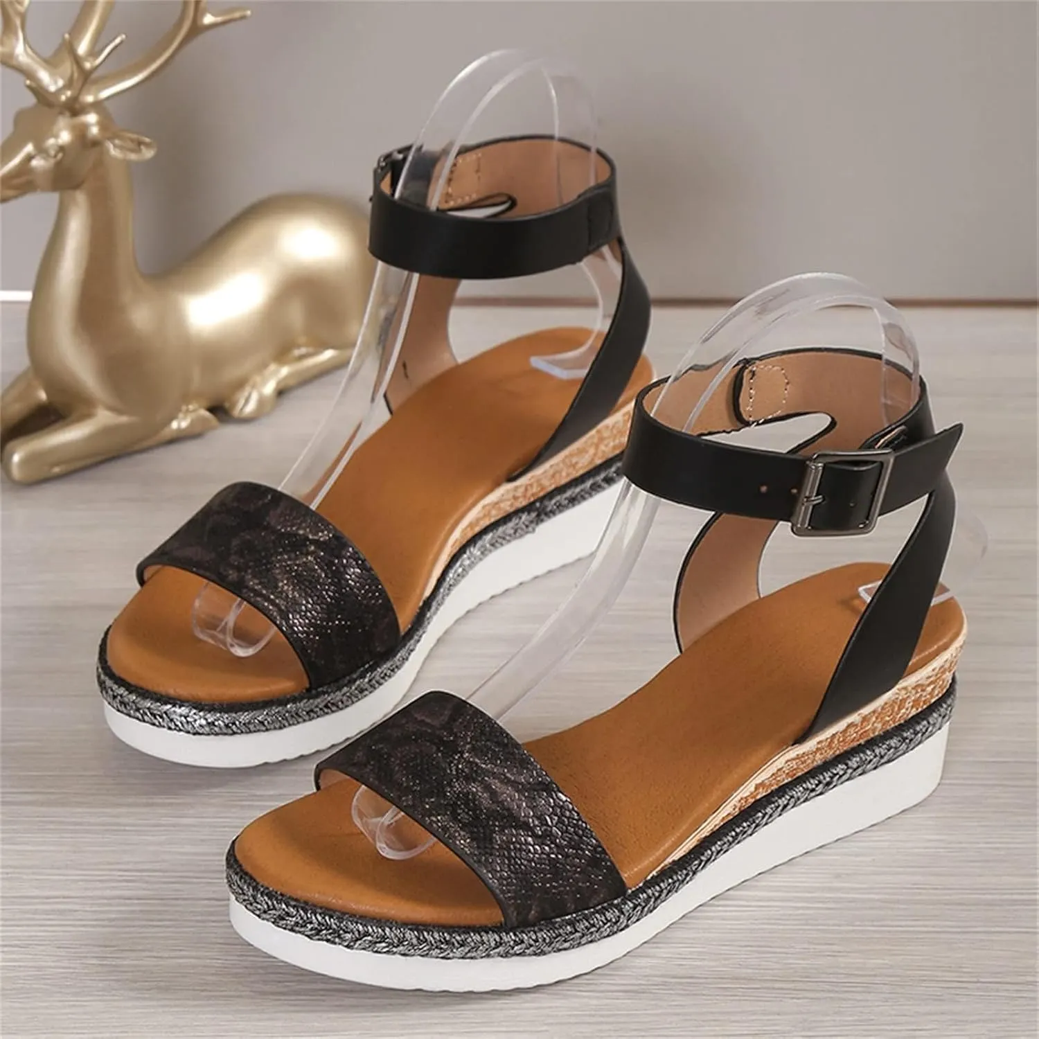 Orthopedic Sandals for Women Casual Strappy Slip on Sandal Beach Boho Sandal Comfortable Outdoor Shoes Open Toe Ankle Strap Platform Sandals 2025