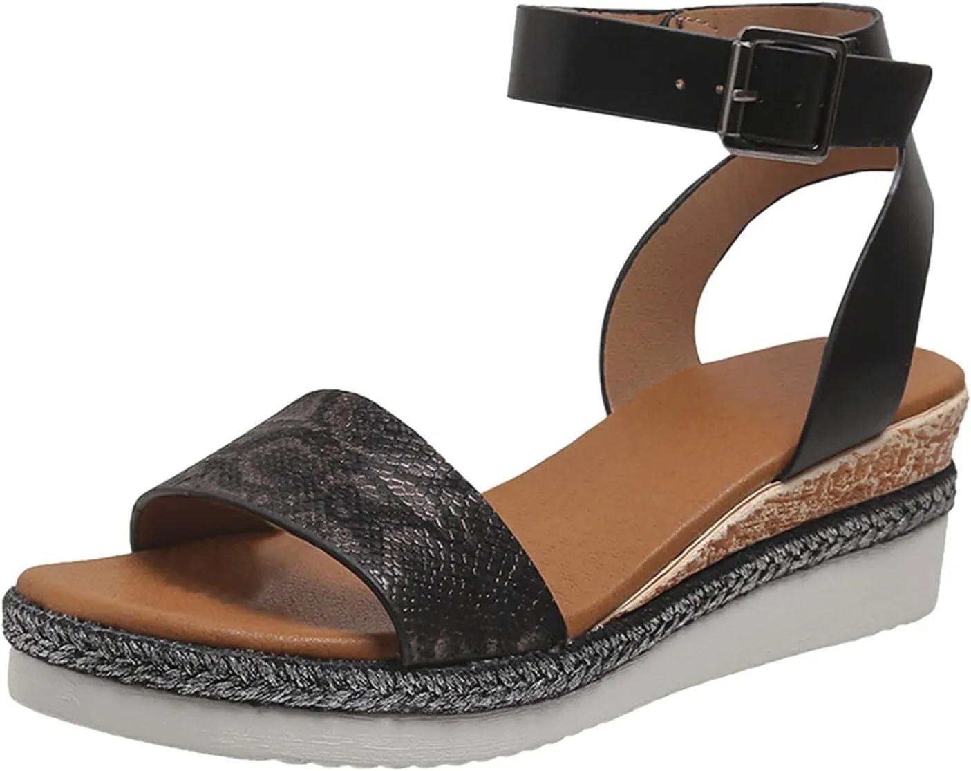 Orthopedic Sandals for Women Casual Strappy Slip on Sandal Beach Boho Sandal Comfortable Outdoor Shoes Open Toe Ankle Strap Platform Sandals 2025