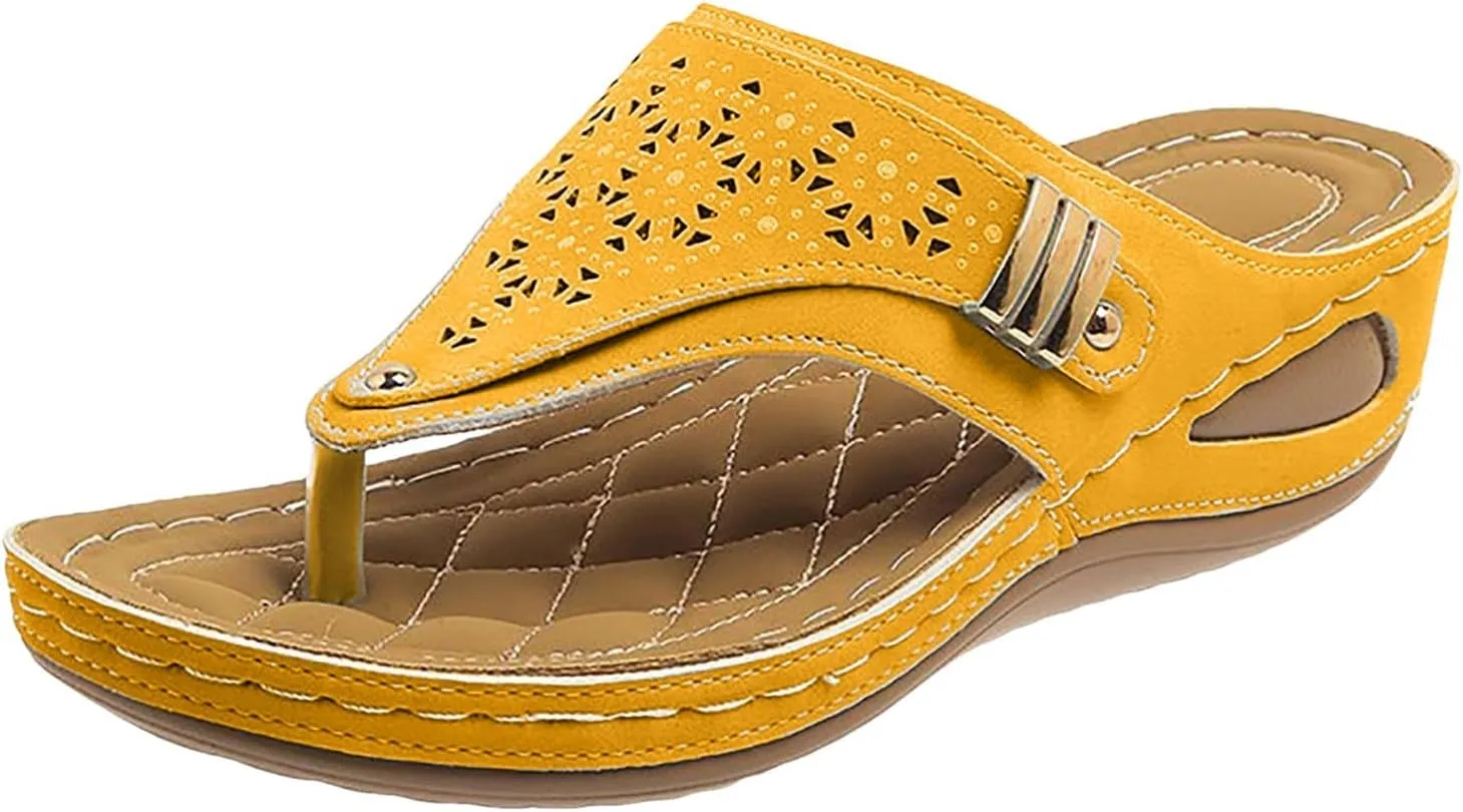 Orthopedic Sandals for Women Dressy Comfortable Arch Support Flip Flops Wedge Sandals Summer Vacation Beach Shoes