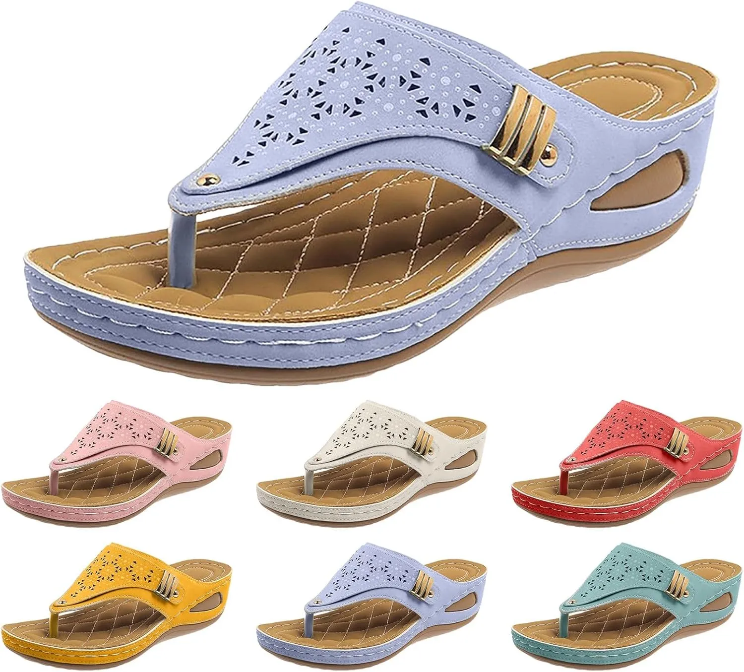 Orthopedic Sandals for Women Dressy Comfortable Arch Support Flip Flops Wedge Sandals Summer Vacation Beach Shoes