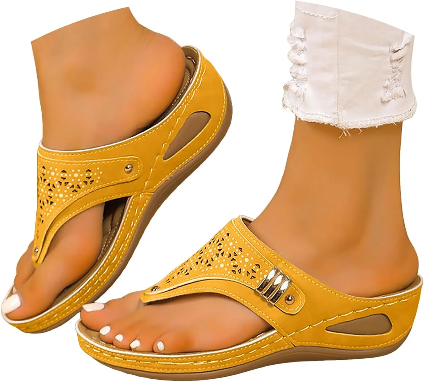 Orthopedic Sandals for Women Dressy Comfortable Arch Support Flip Flops Wedge Sandals Summer Vacation Beach Shoes