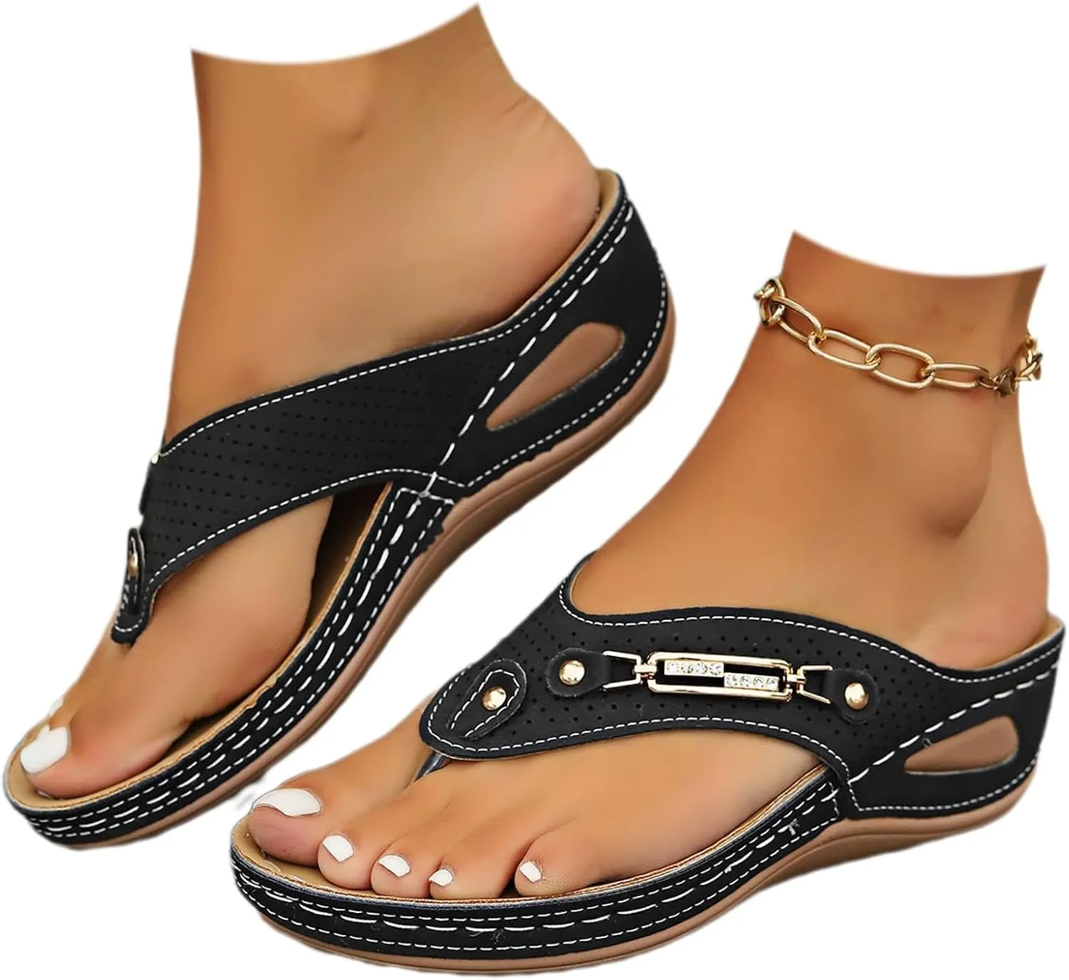 Orthopedic Sandals for Women Dressy Summer Comfortable Walking Sandals with Arch Support Slip On Flip Flops Open Toe Breathable Mesh Sports Sandal Casual Beach Boho Sandal