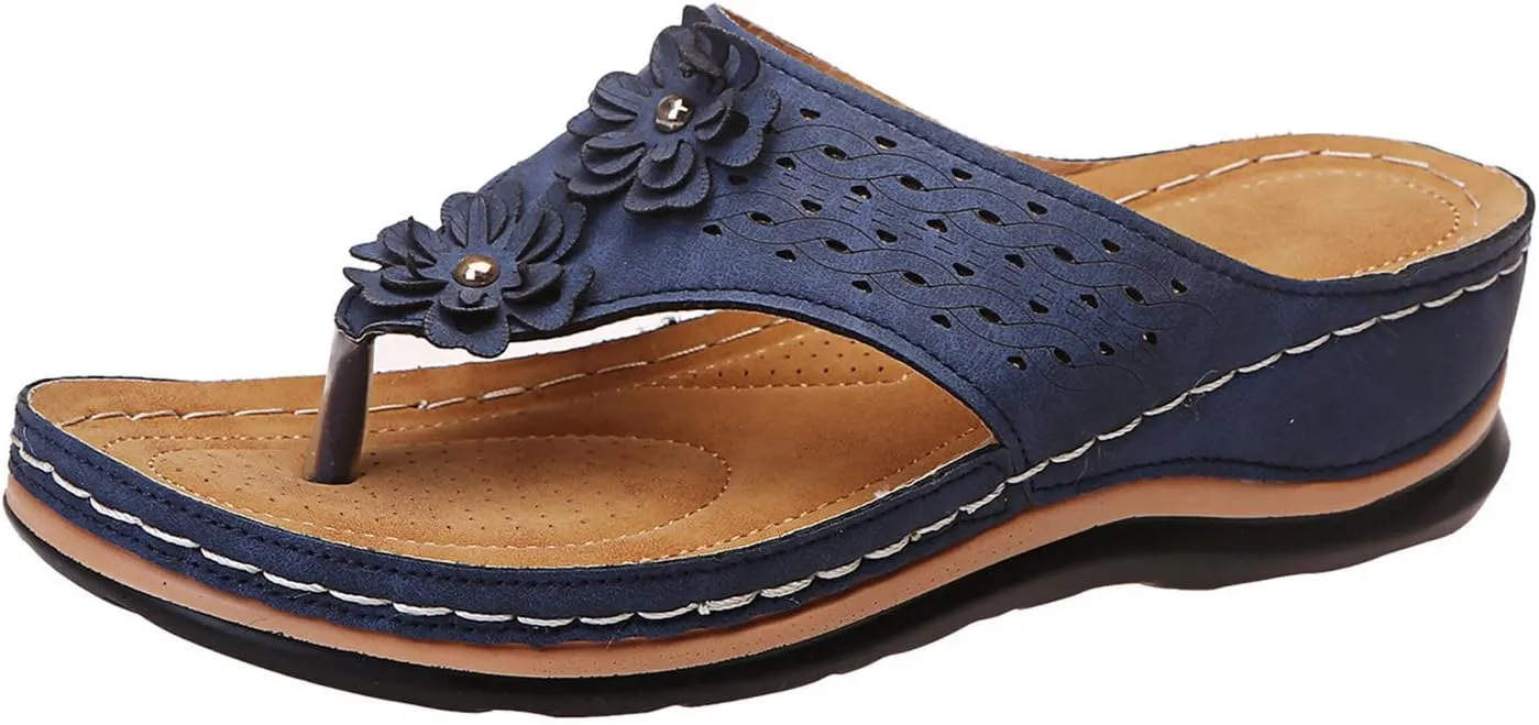 Orthopedic Sandals for Women Dressy Summer Wide Width Comfortable Walking Sandals with Arch Support Orthotic Slides Shoes