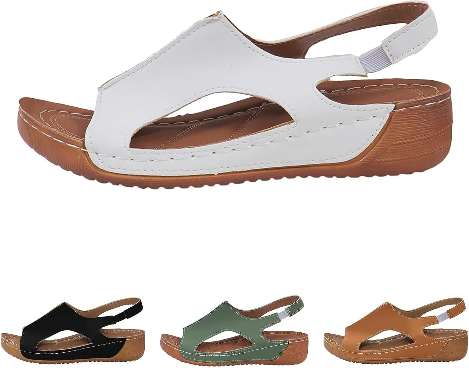 Orthopedic Sandals for Women Summer Comfortable Dressy Casual Slides Sandals Open Toe Elastic Ankle Strap Slip On Sandal Ladies Beach Walking Shoes Indoor Outdoor