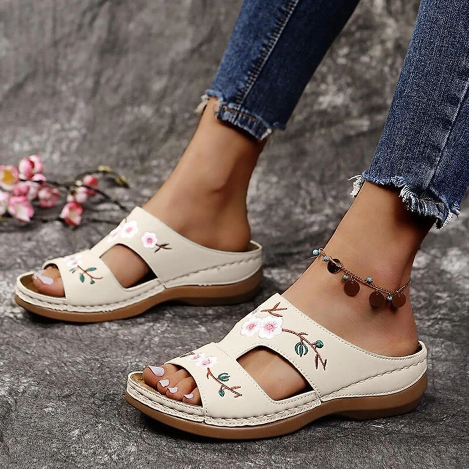 Orthopedic Sandals for Women, Women Dressy Summer Comfortable Sandals with Arch Support Walking Sandals Flip Flops Sandals
