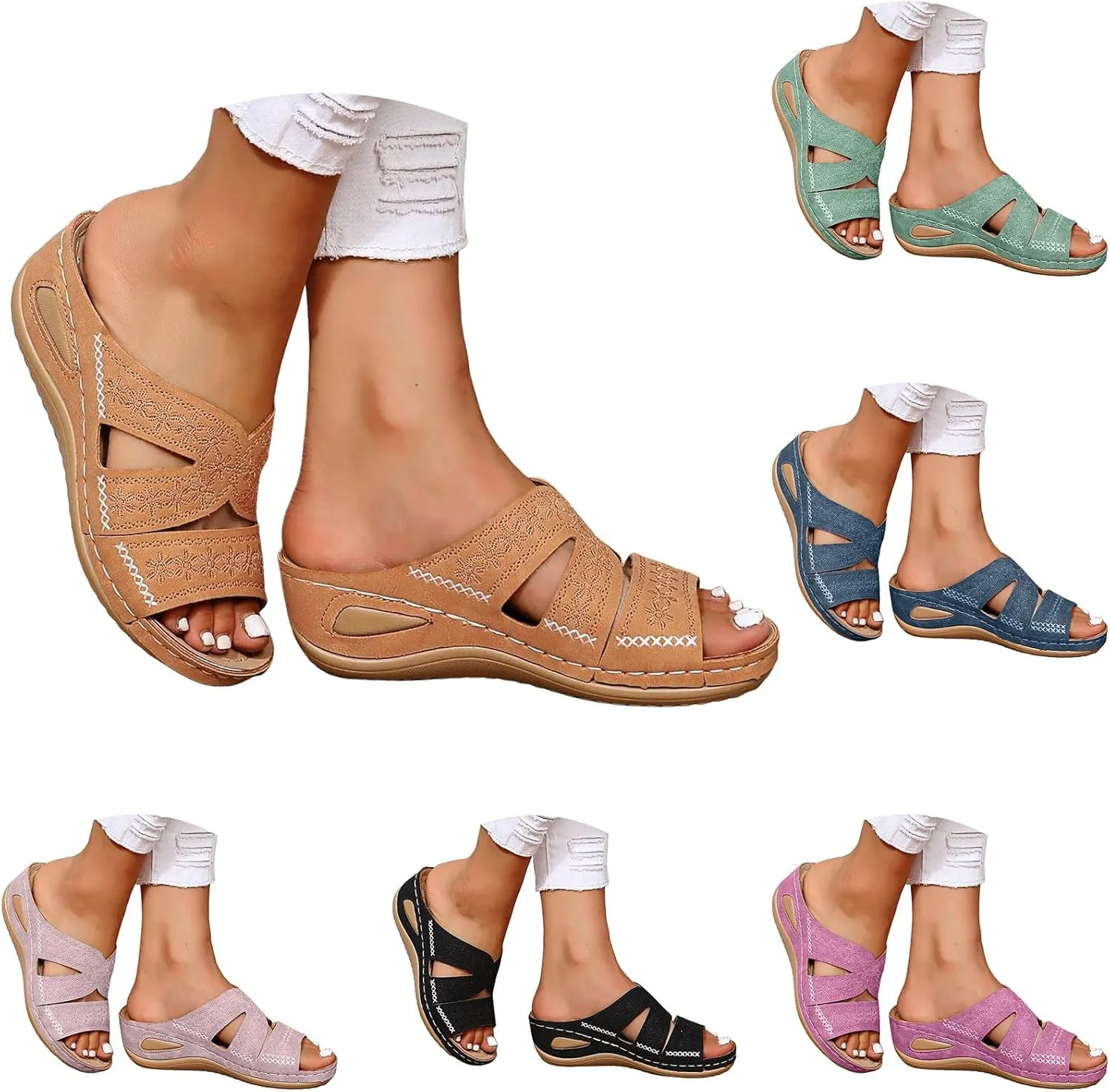 Orthopedic Sandals for Women, Women Dressy Summer Comfortable Sandals with Arch Support Walking Sandals Flip Flops Sandals