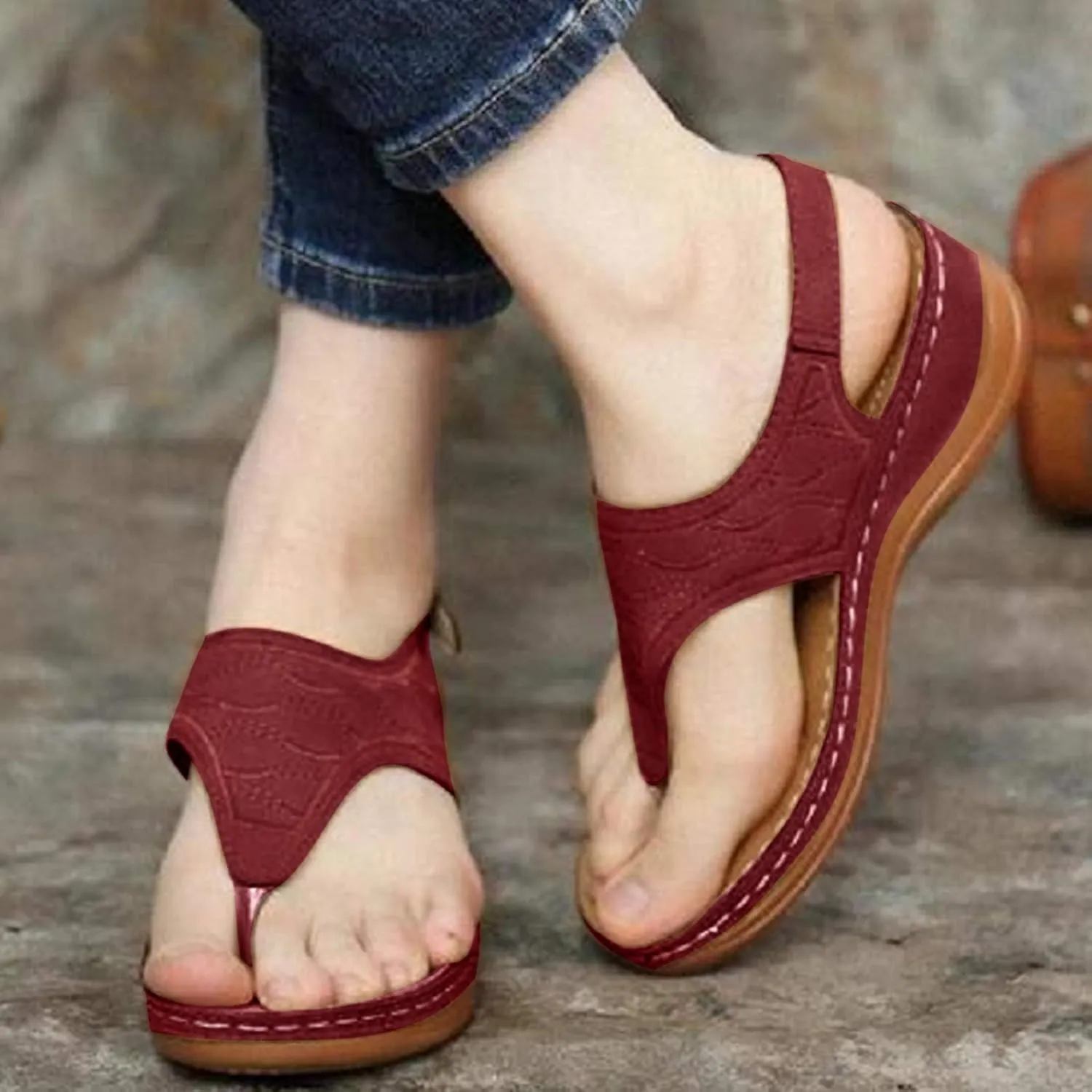 Orthopedic Sandals for Women, Women's Comfortable Platform Sandals Thong Dressy T-Strap Casual Summer Arch Support Sandals