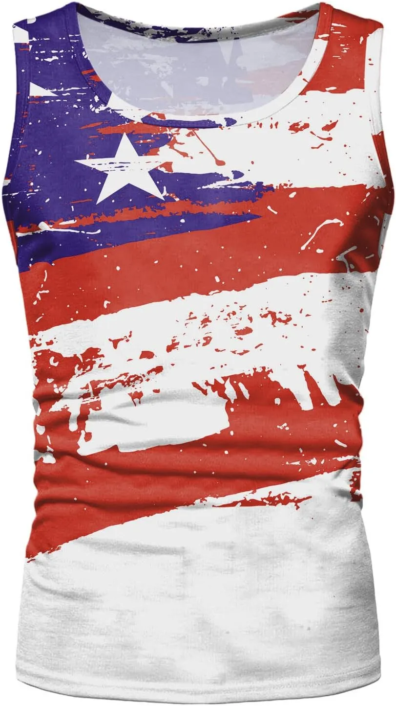 Patriotic Tank Tops for Men 2025 American Flag USA Sleeveless Printed Shirts Gym Vacation Tee Clothing