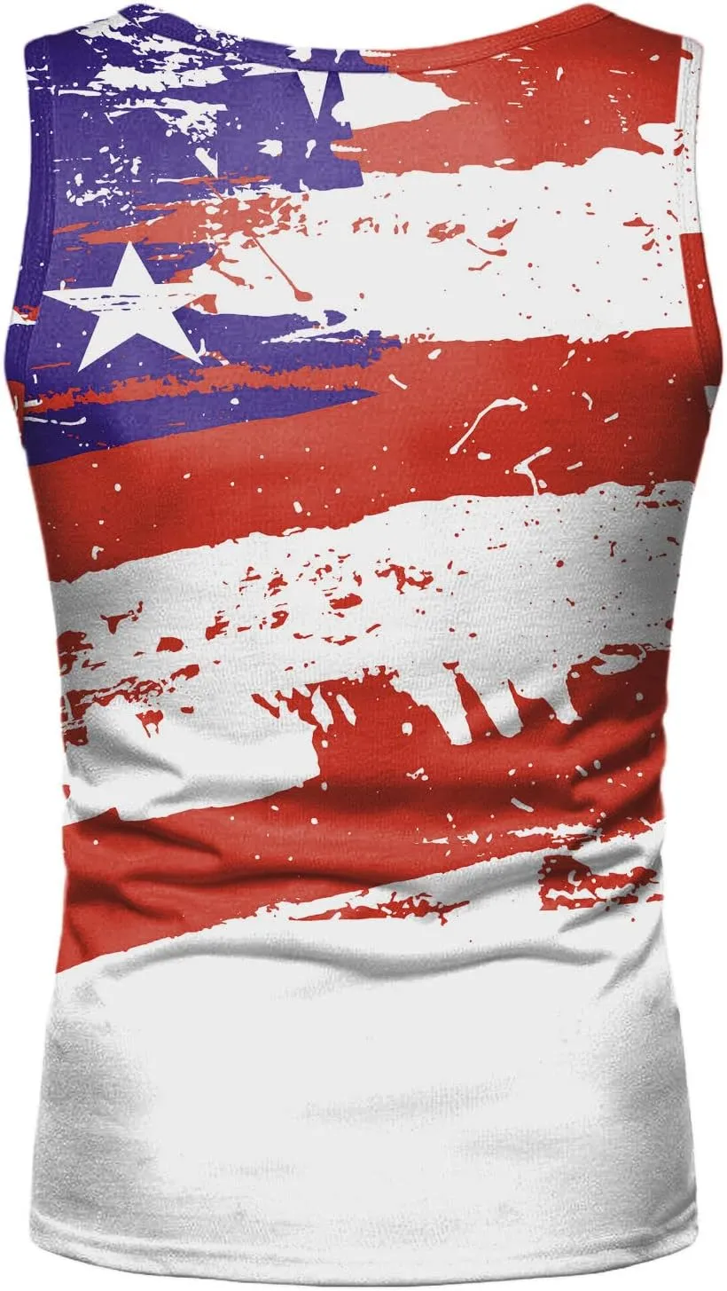 Patriotic Tank Tops for Men 2025 American Flag USA Sleeveless Printed Shirts Gym Vacation Tee Clothing