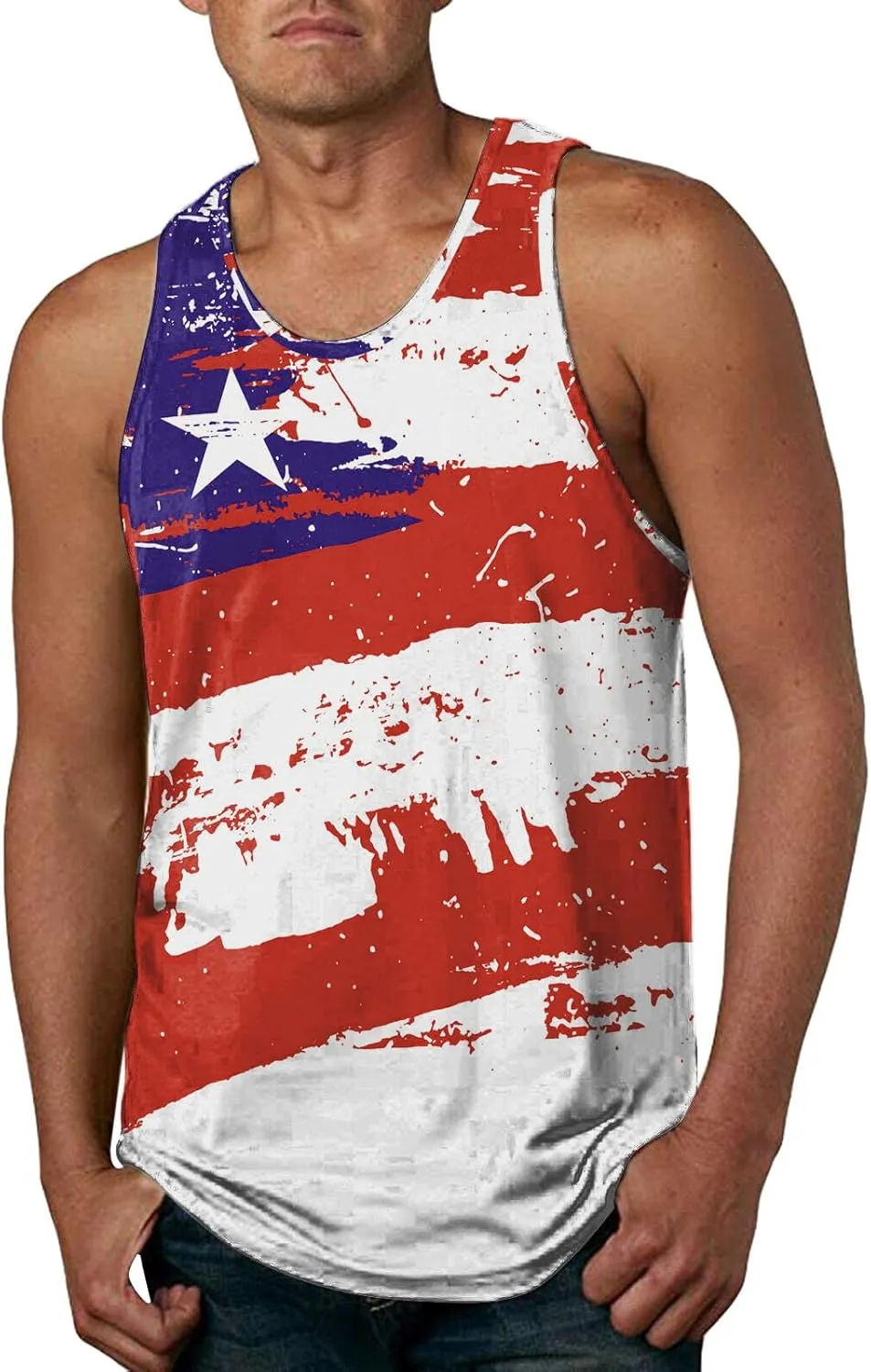 Patriotic Tank Tops for Men 2025 American Flag USA Sleeveless Printed Shirts Gym Vacation Tee Clothing