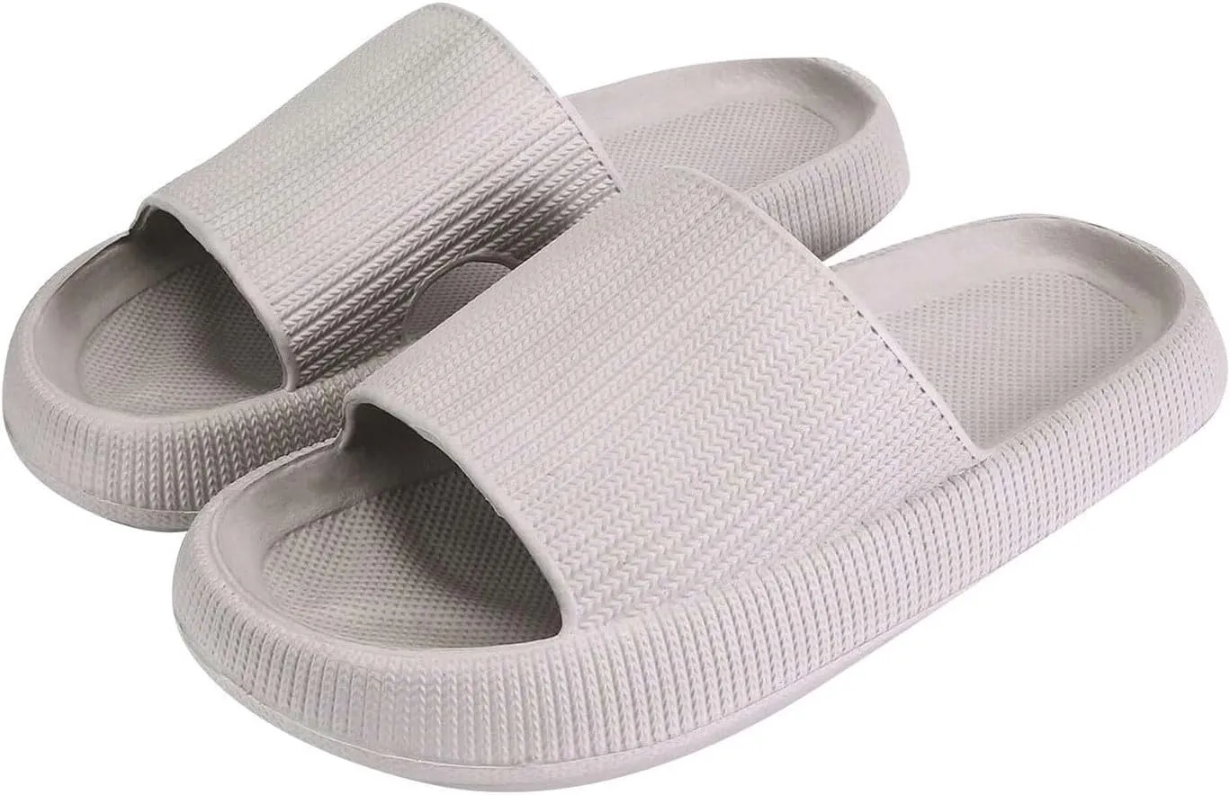 Pillow Slippers for Women Slip On Platform Sandal Comfortable House Slides Non-Slip Shower Sandals Cushioned Thick Sole Cloud Slippers Bathroom Sandals Outdoors Casual Shoes