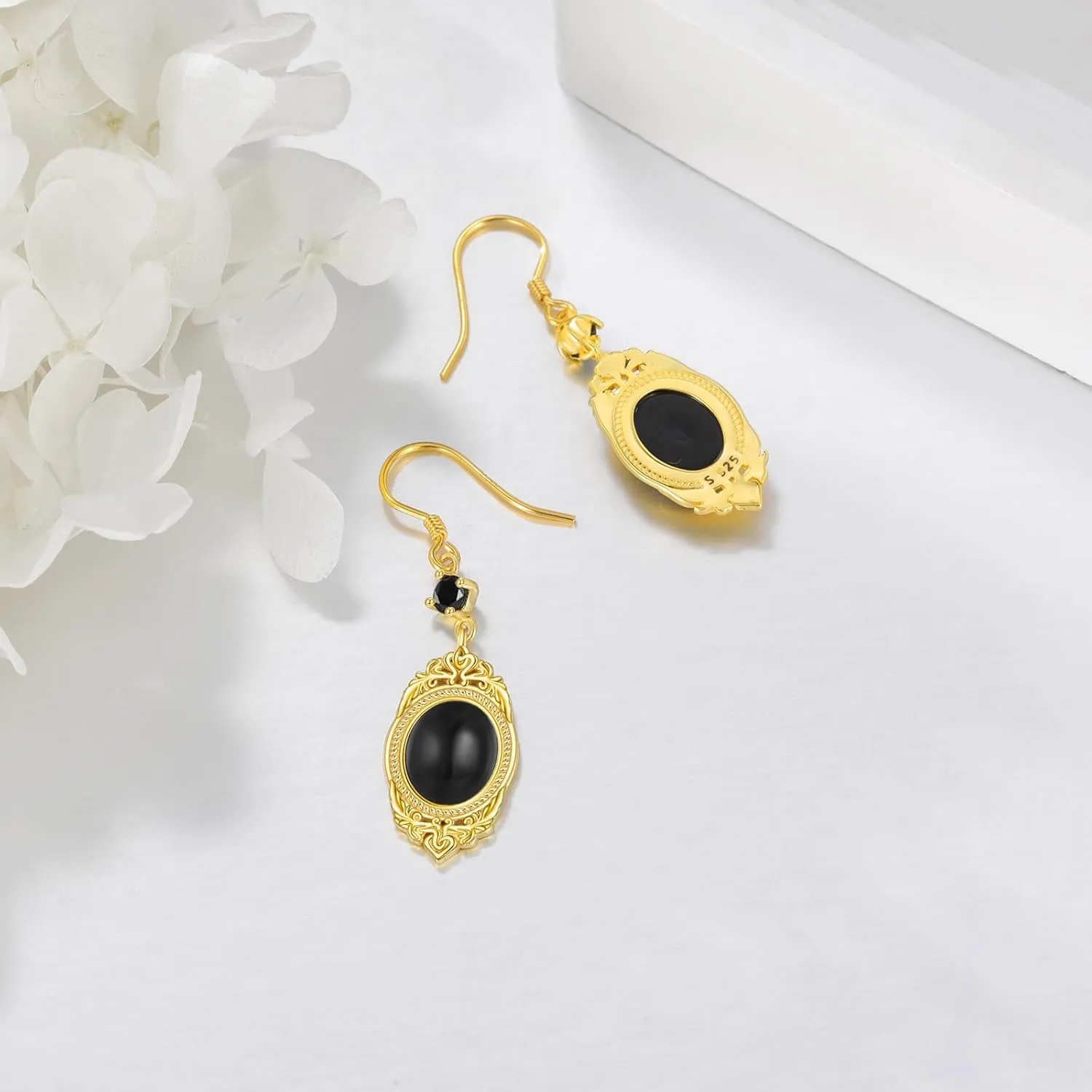 Pink Cat Eye Stone/Onyx/Moss agate/Peridot/Moonstone/Lapis Lazuli Earrings Sterling Silver Pink Cat Eye Stone/Onyx/Moss agate/Peridot/Moonstone/Lapis Lazuli Dangle Earrings Victorian Earrings Vintage Retro Style Jewelry Gifts for Women