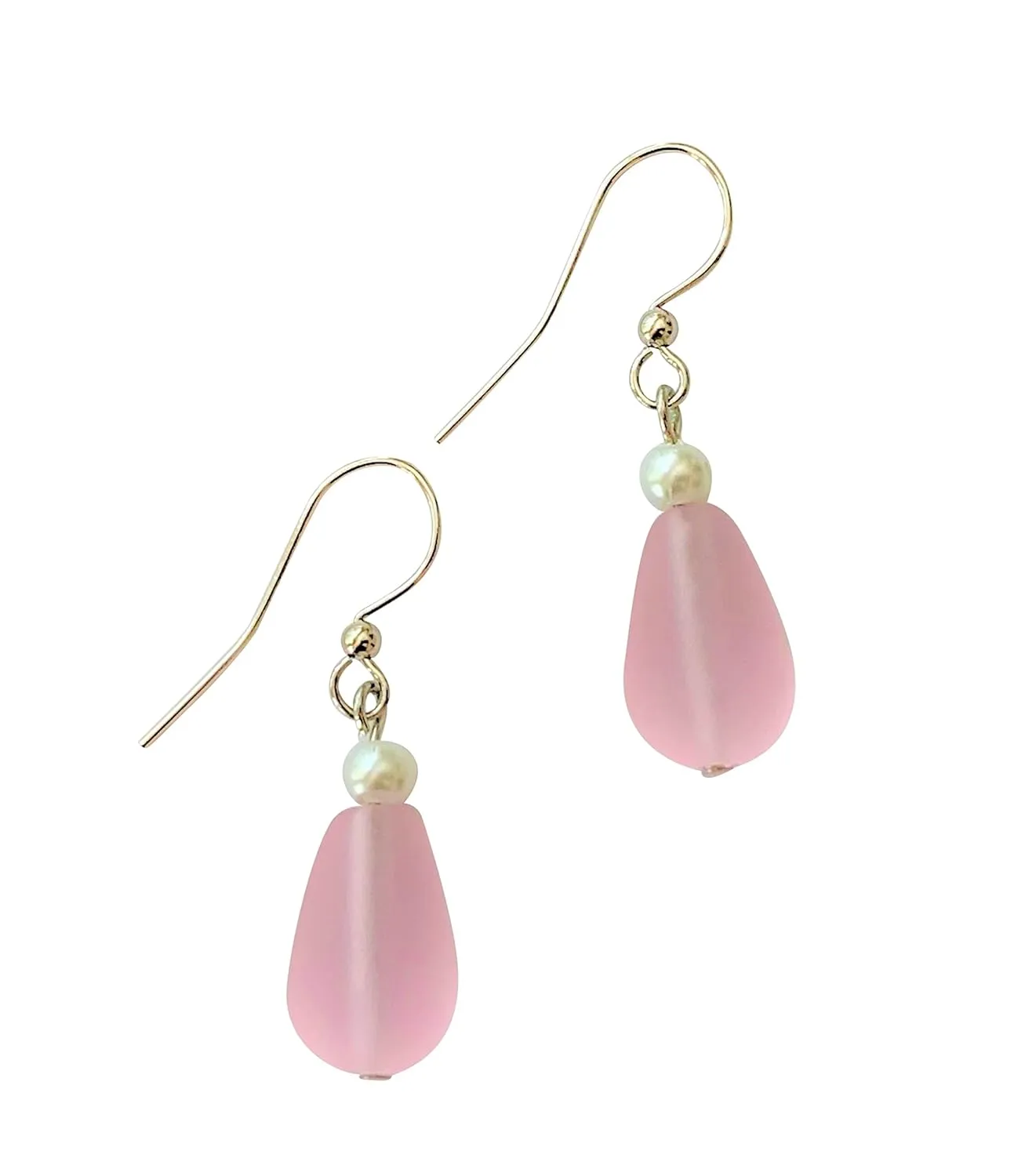 Pink Sea Glass Earrings for Women Girls Handmade in USA by Darlene's Gift Shop