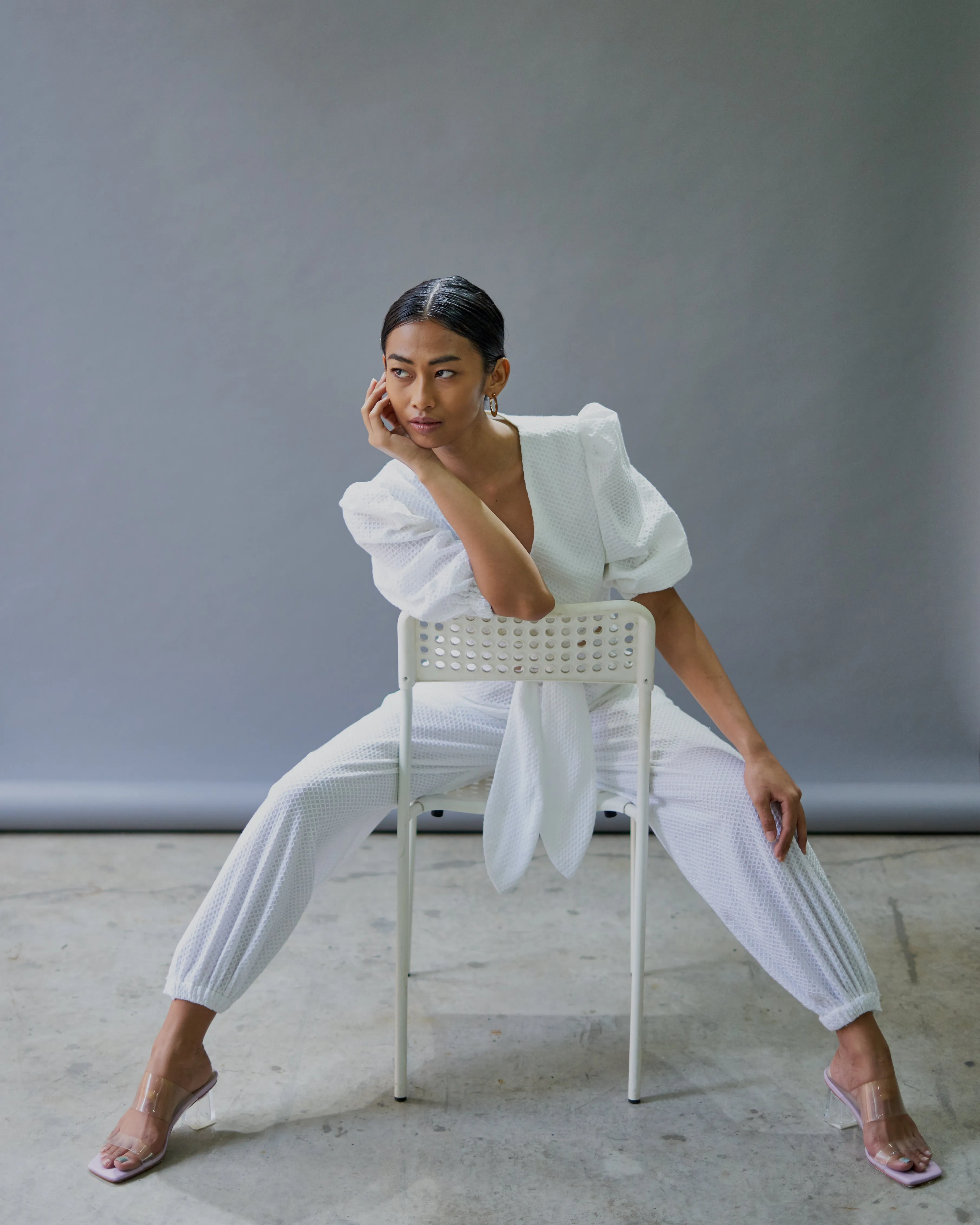 PRE-ORDER: WHITE COTTON TAILORED PANTS