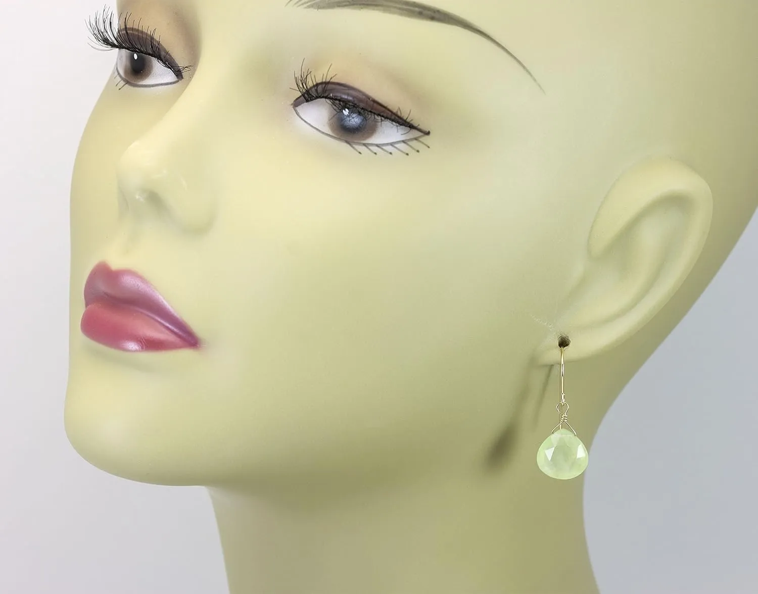 Prehnite Earrings Soft Green Faceted Heart Shaped Teardrops Simple Dainty Drops