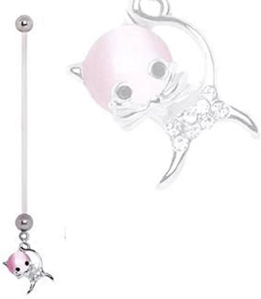 PTFE Cat's Eye Kitty Cat Dangle WildKlass Pregnancy Navel Ring