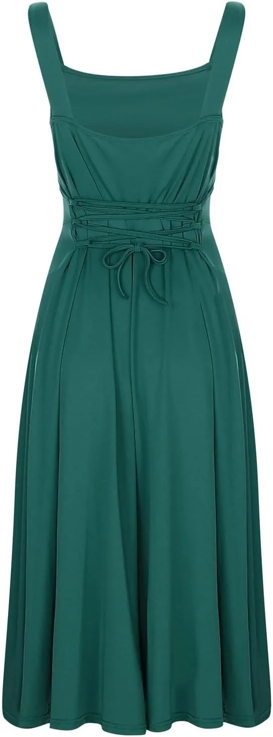 PTOLOCIF Plus Size Dresses for Curvy Women Spaghetti Strap Dress Sleeveless V Neck Cutout Slit Casual Party Maxi Dresses