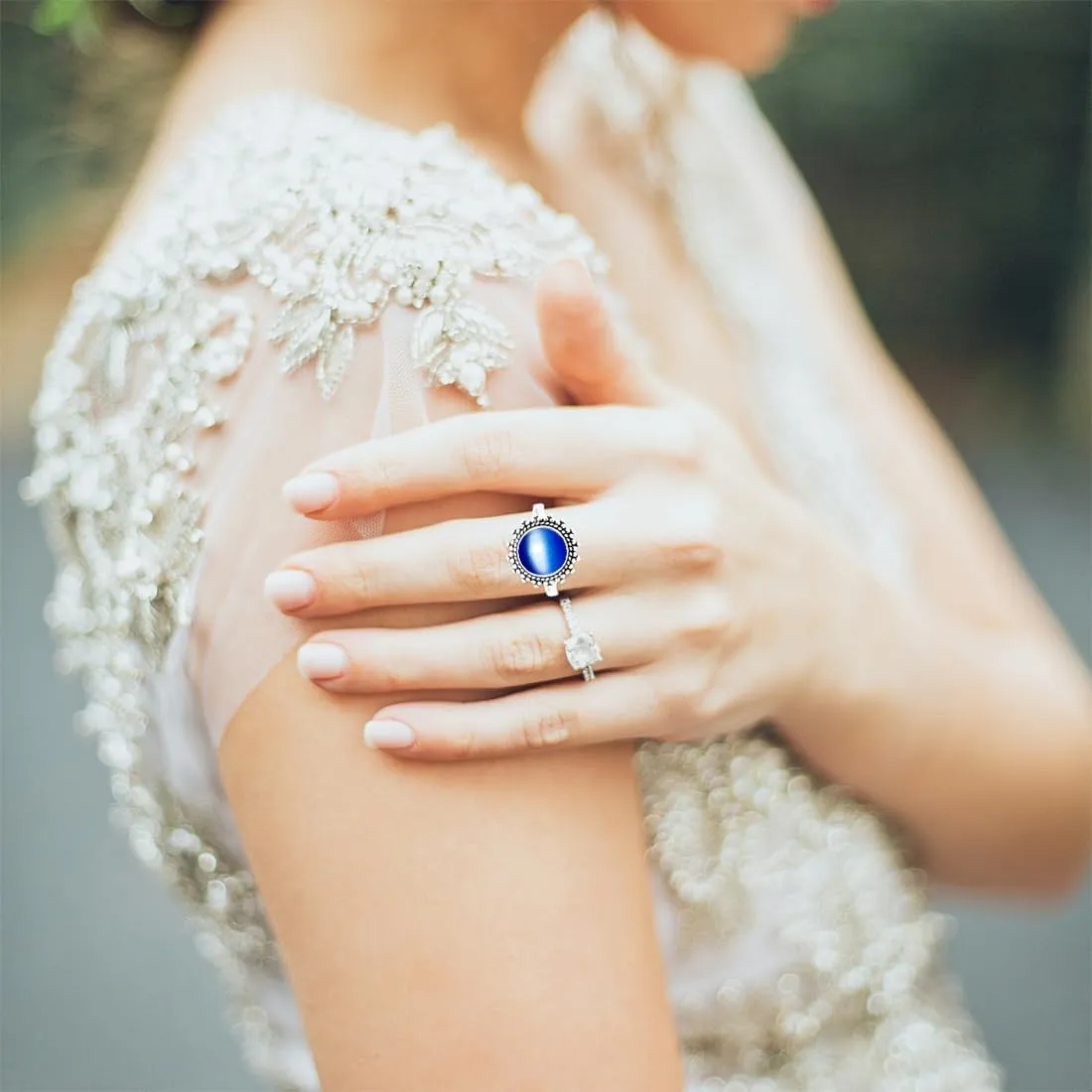 Round Genuine Cat Eye Stone Ring for Women,S925 Sterling Silver Retro Natural SunflowerStone Sun Ring Jewelry for Her