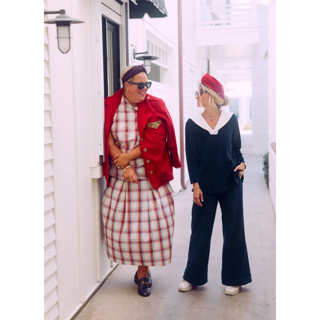 SAMPLE - BURU x Sabrina Smocked Waist MIDI Skirt - Primary Plaid