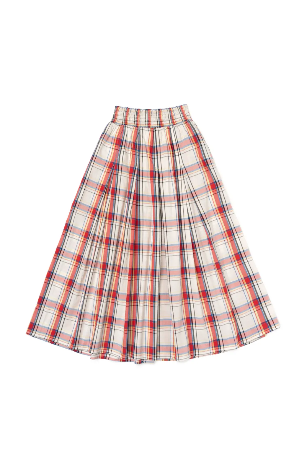 SAMPLE - BURU x Sabrina Smocked Waist MIDI Skirt - Primary Plaid