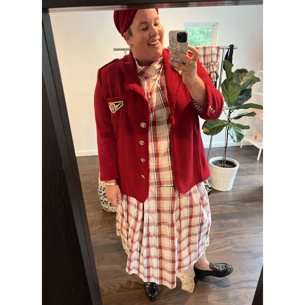 SAMPLE - BURU x Sabrina Smocked Waist MIDI Skirt - Primary Plaid