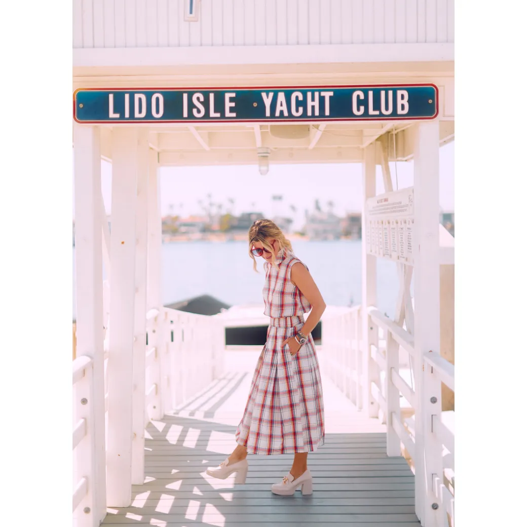 SAMPLE - BURU x Sabrina Smocked Waist MIDI Skirt - Primary Plaid