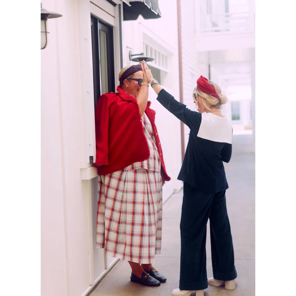 SAMPLE - BURU x Sabrina Smocked Waist MIDI Skirt - Primary Plaid