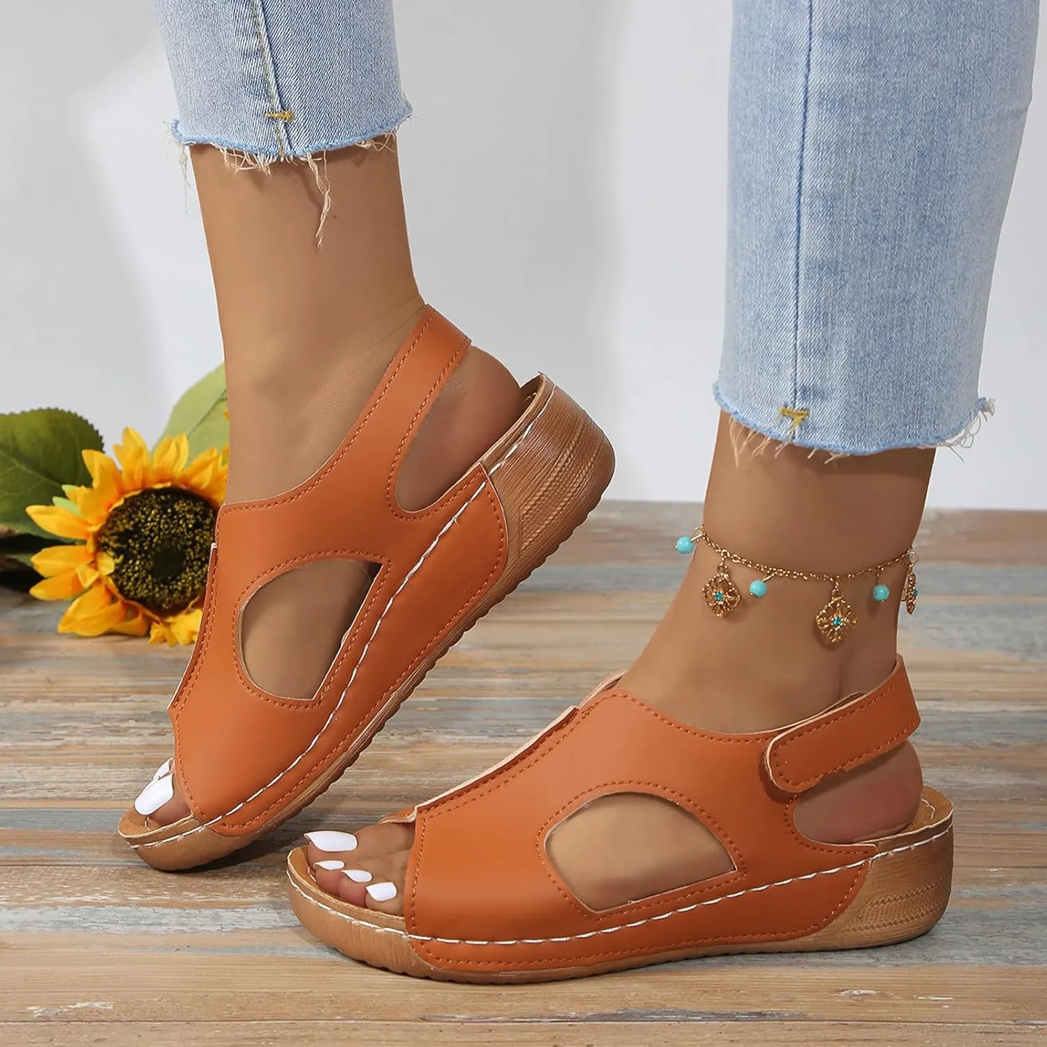 Sandals for Women Orthopedic Shoes: Comfortable Dressy Womens Wedge Sandal Summer Walking Wedges Casual Open Toe Sandals