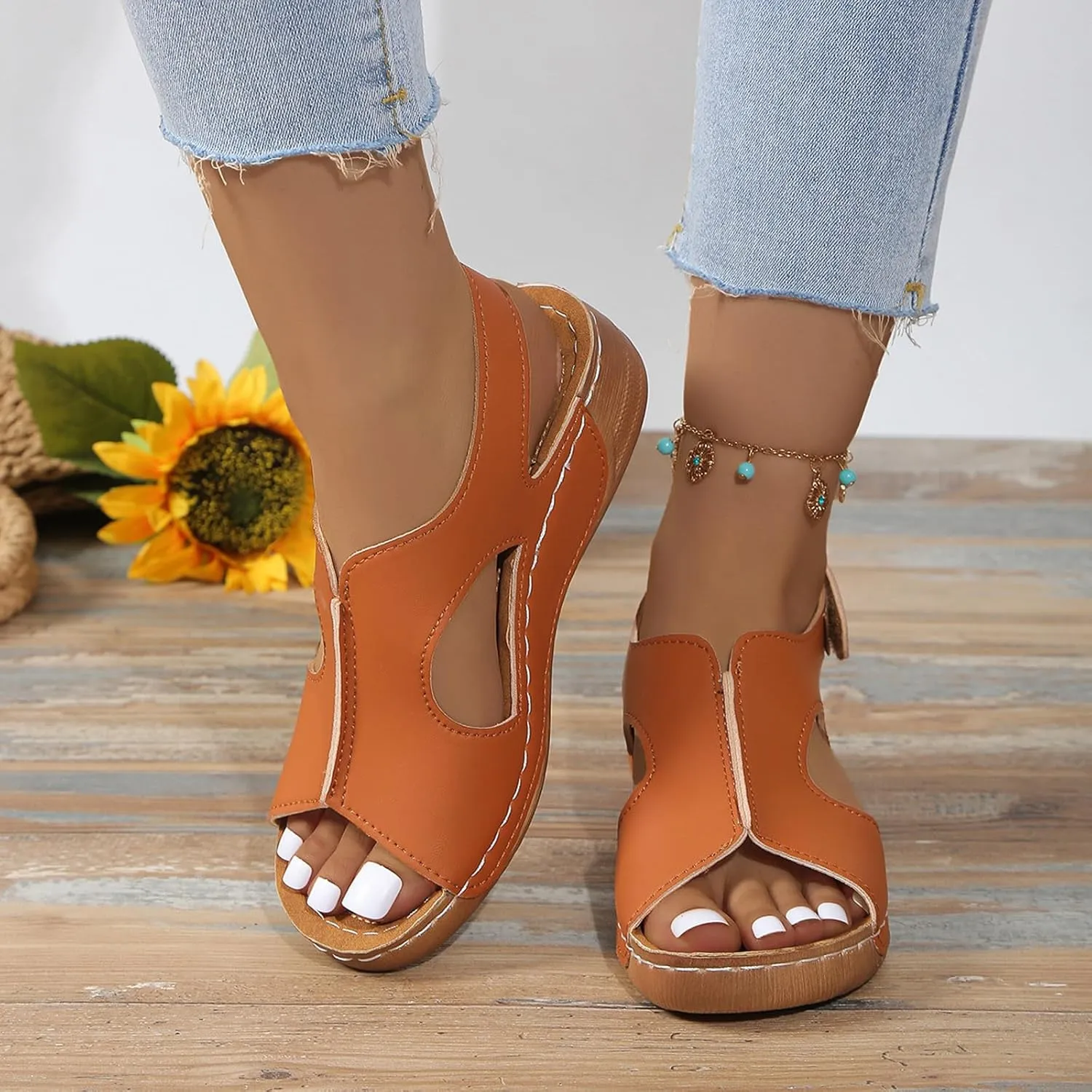 Sandals for Women Orthopedic Shoes: Comfortable Dressy Womens Wedge Sandal Summer Walking Wedges Casual Open Toe Sandals