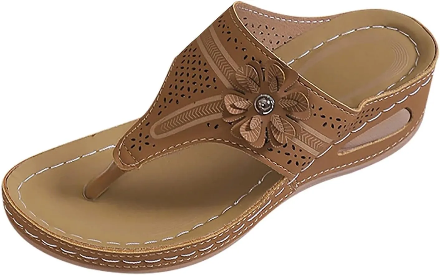 Sandals Women Wedge Shoes Comfortable Orthopedic Flower Platform Sandal Dressy Summer Arch Support Flip Flops