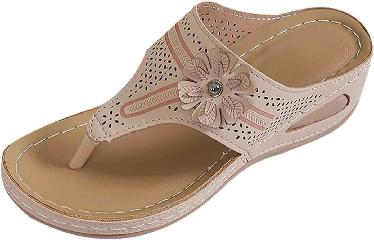 Sandals Women Wedge Shoes Comfortable Orthopedic Flower Platform Sandal Dressy Summer Arch Support Flip Flops