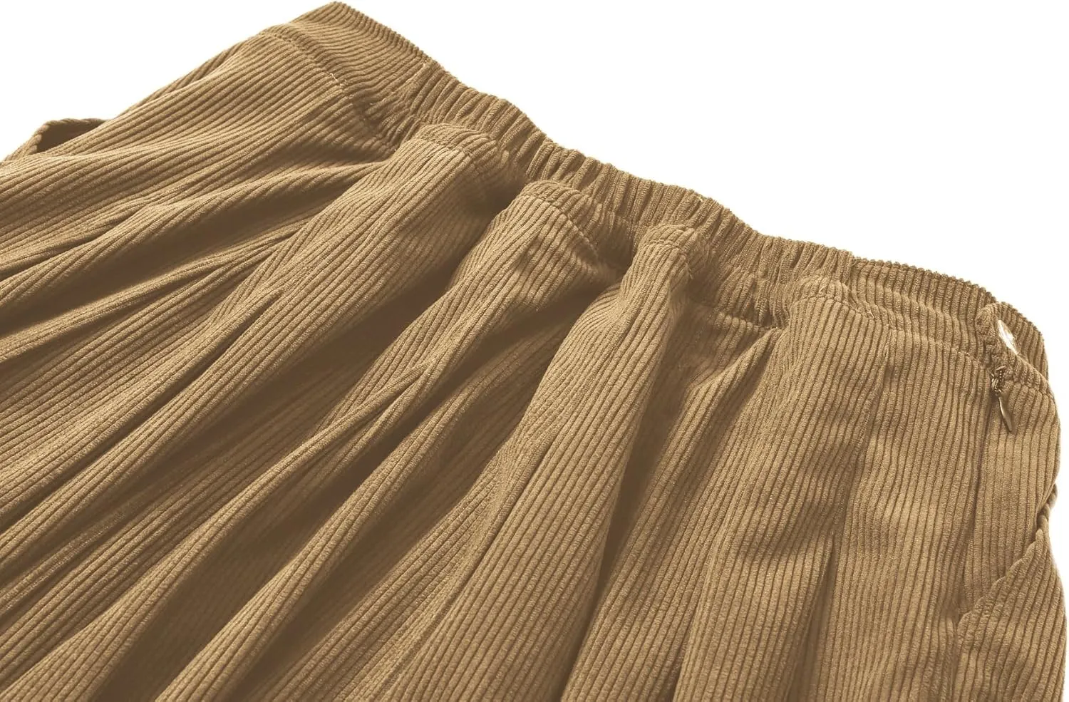 SANGTREE Women Corduroy Pleated Mini High Elastic Winter Skirts with Comfy Casual Stretchy Band