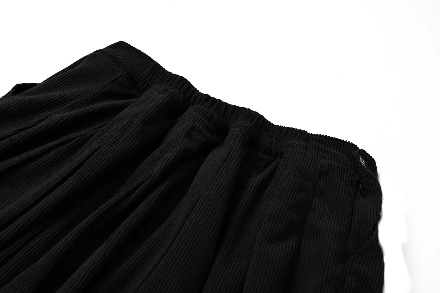 SANGTREE Women Corduroy Pleated Mini High Elastic Winter Skirts with Comfy Casual Stretchy Band